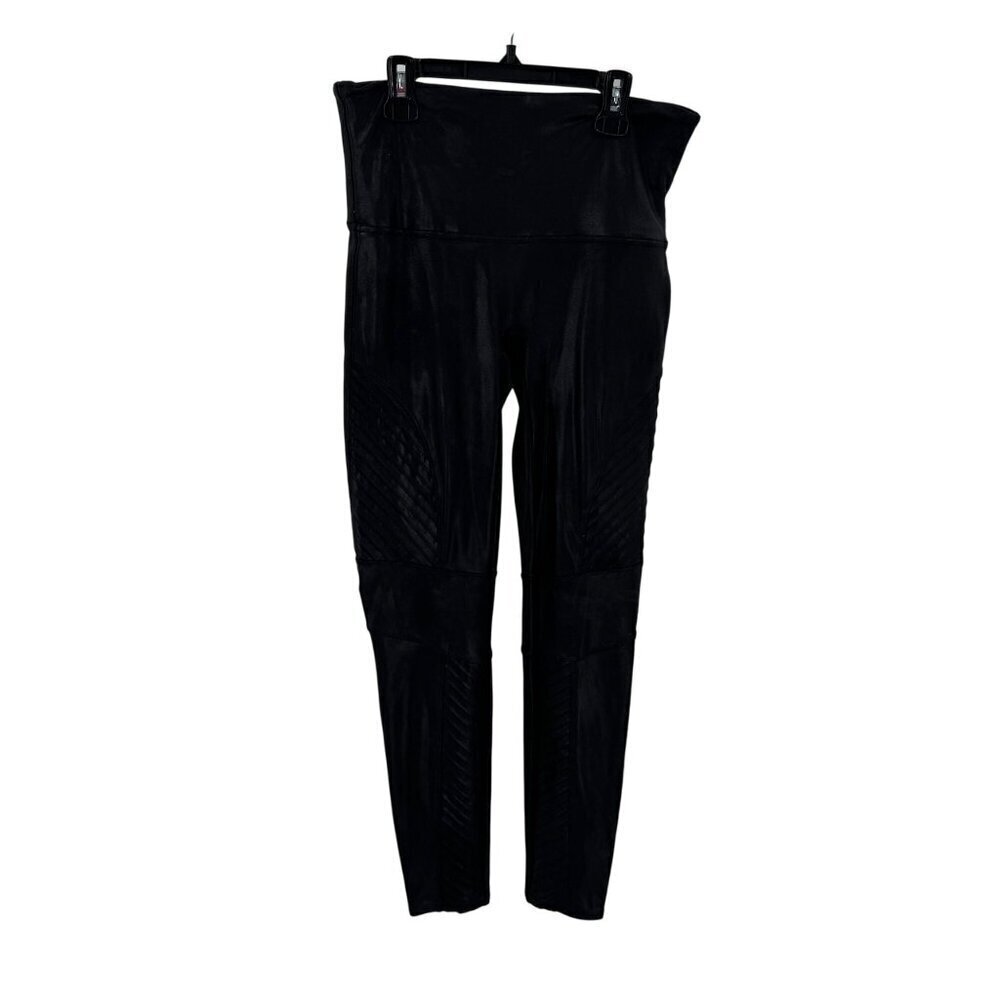 Spanx Faux Leather Black Leggings Womens XL Nylon/Elastane Blend High-Waisted